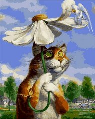 Купити Картина за номерами. Кот з ромашкою  в Україні