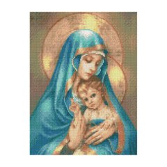 Купить Алмазная мозаика на подрамнике. Дева Мария с ребенком (круглые камушки, 30x40 см)  в Украине