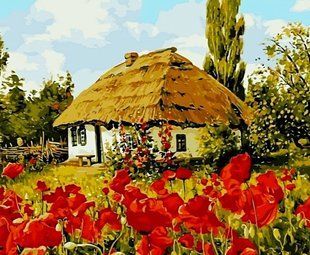 Купить Алмазная мозаика на подрамнике со специальными оттенками. Украинская хата (40х50 см, 46 цветов &ndash; из них 3 AB + 3 FD)  в Украине