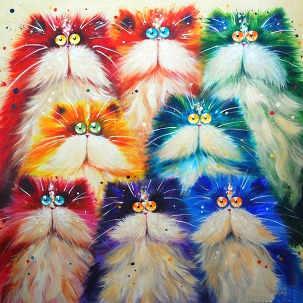Купити Алмазна мозаїка на підрамнику. Різнобарвні кошенята  в Україні