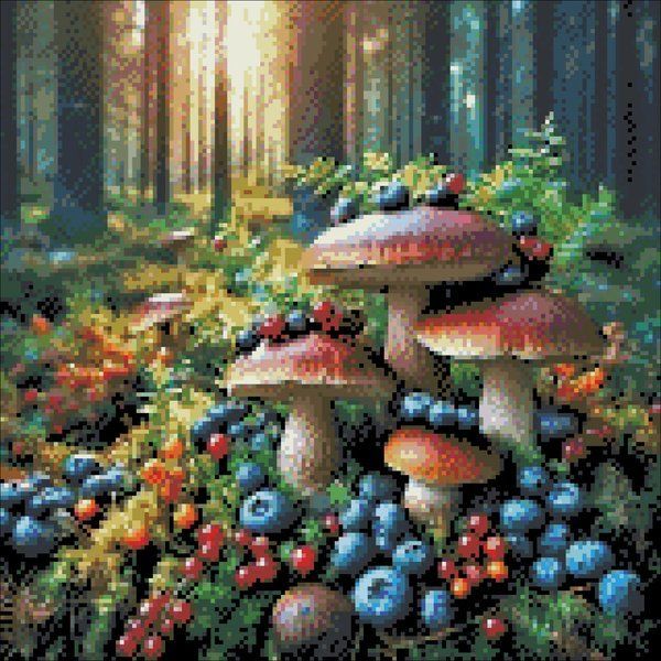 Купить Алмазная мозаика с особыми оттенками "Лесная лужайка", 40*40см, 49 цветов (из них 3 АВ + 5 FD)  в Украине