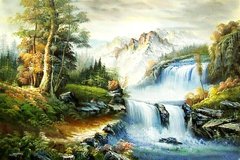 Купити Картина з мозаїки. Гірська річка  в Україні