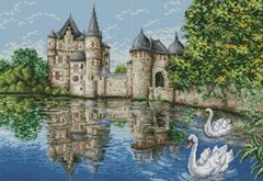 Купити Алмазна вишивка Замок біля озера (лебеді)  в Україні