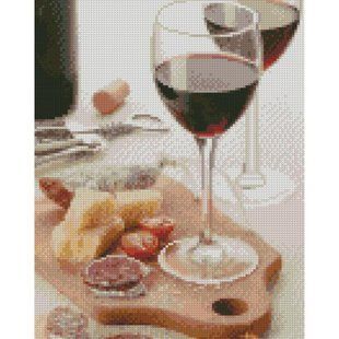 Купити Алмазна мозаїка круглими камінчиками (на підрамнику, 30х40 см). Келихи з коханням  в Україні