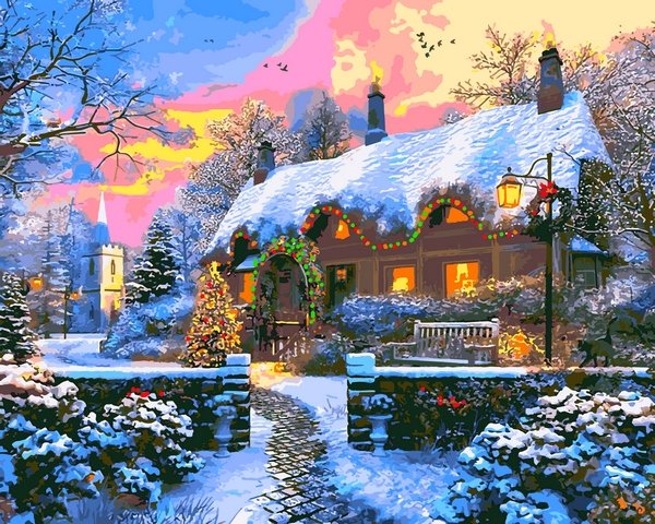 Купить Картина по номерам. дом на Рождество. Доминик Дэвисон  в Украине