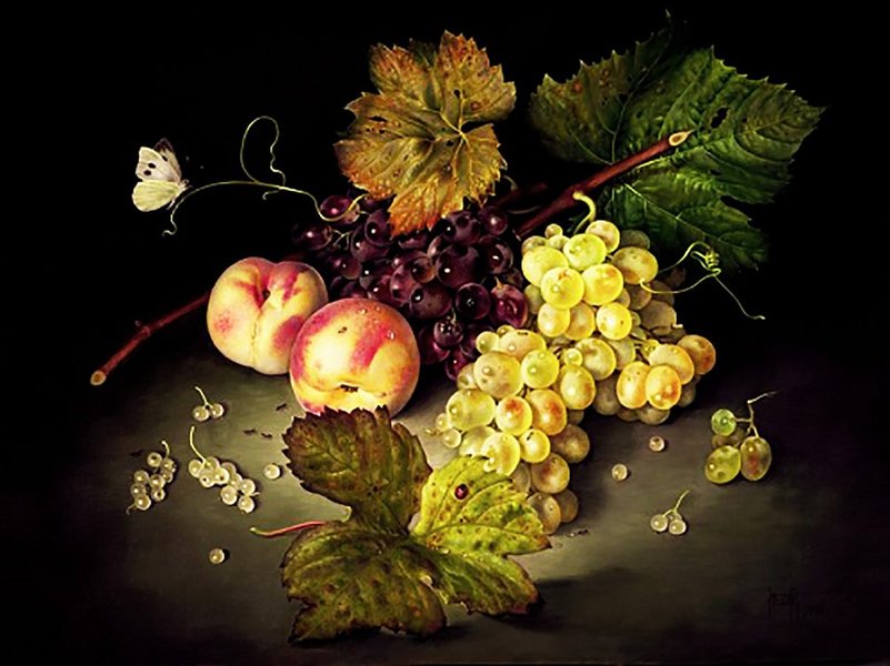 Купить Картина из мозаики. Виноград и персики  в Украине
