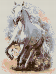Купить Набор алмазной мозаики. Белая лошадь (30х40см, квадратные камешки, полная выкладка полотна) выкладка алмазами по номерам  в Украине
