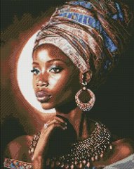 Купить Алмазная мозаика, набор круглыми камешками на подрамнике "Африканская красавица" с голограммными камешками (5D) 40х50см  в Украине