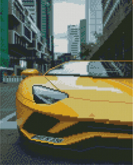 Купити Алмазна мозаїка на підрамнику. Жовтий Lamborghini (30 x 40 см, круглими камінчиками)  в Україні