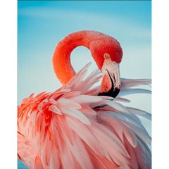 Купить Алмазная картина на подрамнике, набор для творчества. Яркий розовый фламинго размером 30х40 см (квадратные камешки)  в Украине