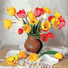 Купити Картина за номерами. Кольорові тюльпани  в Україні