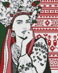 Купить Алмазная мозаика, набор круглыми камешками на подрамнике "Волшебная украинка" 40х50см  в Украине