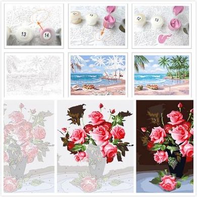 Купить Картина по номерам Premium-качества. Розовые хризантемы (в раме)  в Украине