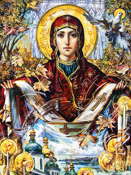 Купити Алмазна мозаїка. Покрова Пресвятої Богородиці 80 х 60 см  в Україні