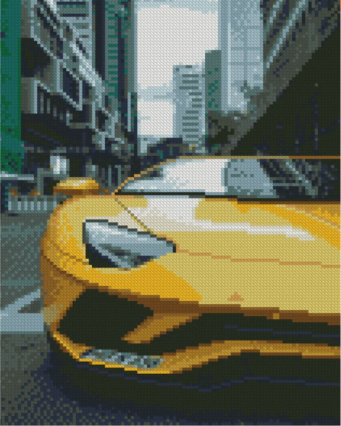 Купити Алмазна мозаїка на підрамнику. Жовтий Lamborghini (30 x 40 см, круглими камінчиками)  в Україні
