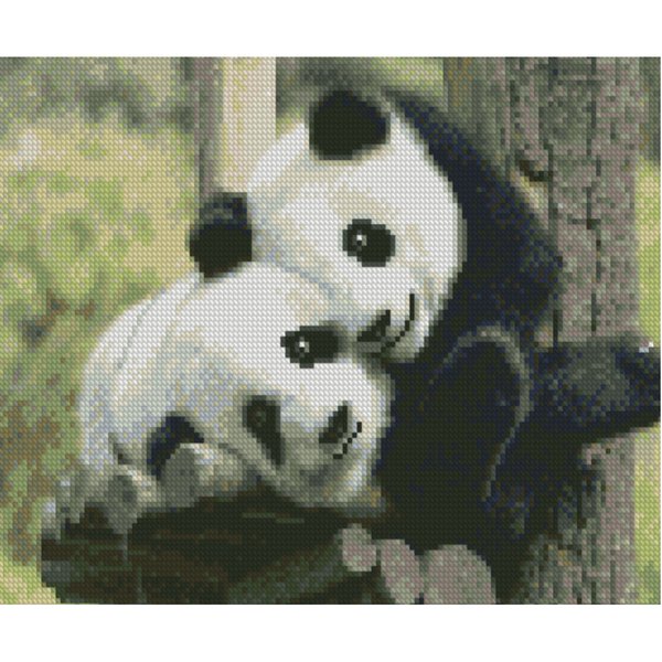 Купить Алмазная мозаика по номерам круглыми камешками (на подрамнике). Милые панды  в Украине