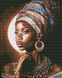 Алмазная мозаика, набор круглыми камешками на подрамнике "Африканская красавица" с голограммными камешками (5D) 40х50см, С подрамником, 40 х 50 см