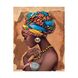 Алмазна мозаїка по номерам круглими камінчиками. Дівчина з Африки (на підрамнику), З підрамником, 40 x 50 см