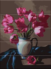 Купить Картина по номерам на дереве. Прекрасные тюльпаны  в Украине