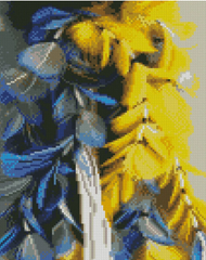 Купить Алмазная мозаика на подрамнике. Желтоголубые перья (30 х 40 см, круглыми камешками)  в Украине