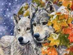 Купить Алмазная мозаика на подрамнике. Волк и волчица  в Украине