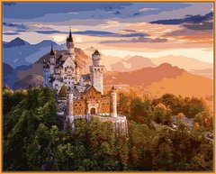 Купити Картина за номерами Premium-якості. Замок в променях заходу (в рамі)  в Україні