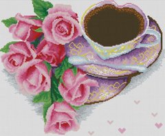 Купить Алмазная мозаика. Кофе с розами 41x50 см  в Украине