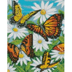 Купити Алмазна мозаїка круглими камінчиками (на підрамнику, 30х40 см). Метелики в ромашках  в Україні