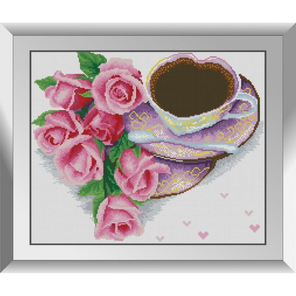Купить Алмазная мозаика. Кофе с розами 41x50 см  в Украине