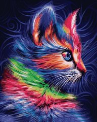 Купити Картина за номерами. Різнобарвний кошеня  в Україні