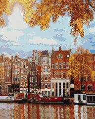 Купить Алмазная мозаика на подрамнике 40 х 50 см. Осенний Амстердам (Набор для творчества)  в Украине