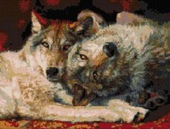 Купити Мозаїка квадратними камінчиками Грайливі вовки  в Україні