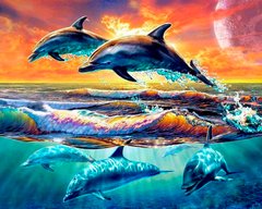 Купити Вишивка камінням за номерами Ігри дельфінів  в Україні