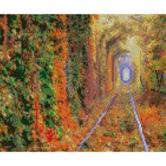 Купить Алмазная мозаика на подрамнике. Осенний туннель (круглые камушки, 30x40 см)  в Украине