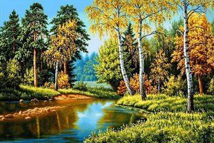Купити Вишивка камінням за номерами Осінь в лісі  в Україні