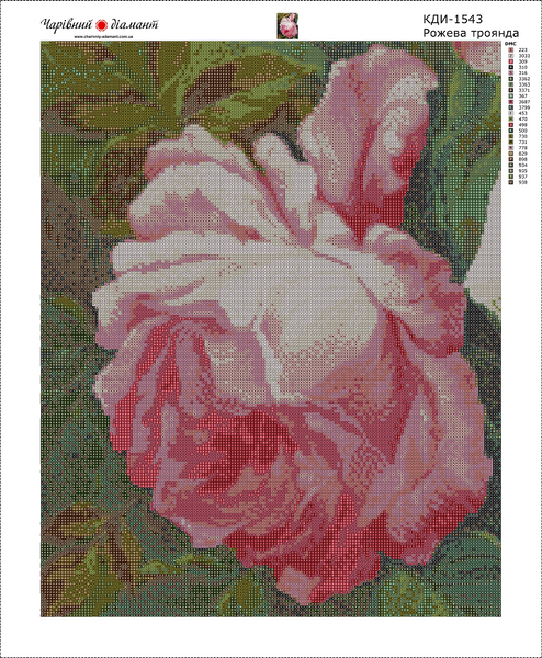 Купити Алмазна мозаїка. Рожева троянда 50 х 40 см  в Україні