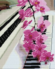 Купити Алмазна мозаїка за номерами (на підрамнику). Орхідея на піаніно  в Україні