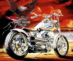 Купити Набір алмазної вишивки камінням. Harley-Davidson 60 x 50 см  в Україні