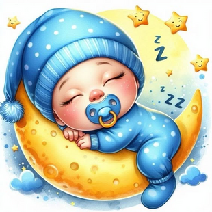 Купити Алмазна мозаїка 30х30 см. Немовля на місяці. Хлопчик (22 кольорів, набір для викладки картини)  в Україні