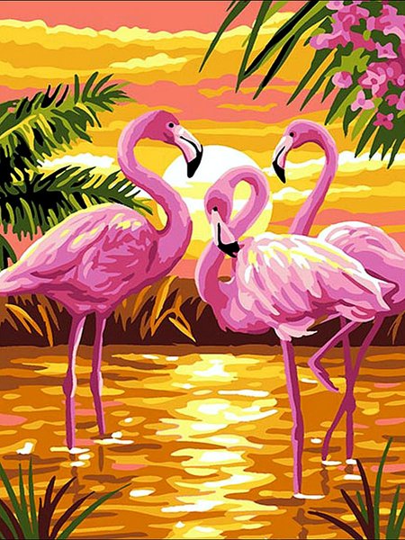 Купить Картина по номерам. Фламинго на закате  в Украине