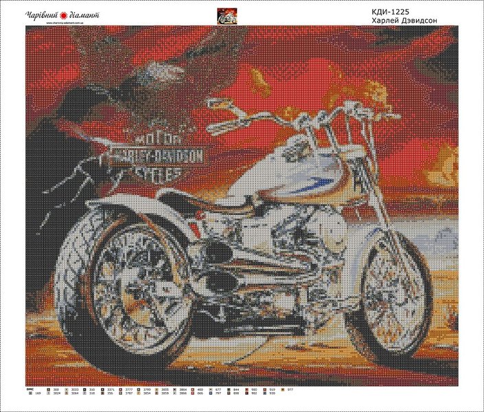 Купить Набор алмазной вышивки камнями. Harley-Davidson 60 x 50 см  в Украине