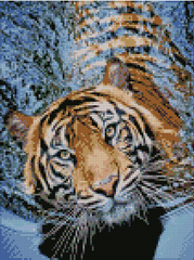 Купити Алмазна мозаїка по номерам круглими камінчиками (на підрамнику). Тигр у воді  в Україні