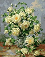 Купити Картина за номерами. Букет білих троянд  в Україні