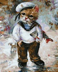 Купити Картина за номерами без коробки. Кіт-моряк  в Україні