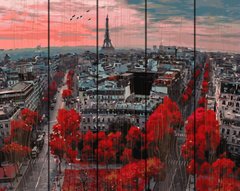 Купити Картина за номерами на дереві. Червоні фарби Парижа  в Україні