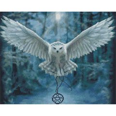 Купити Алмазна мозаїка. Біла сова (40 х 50 см, набір для творчості, картина стразами)  в Україні