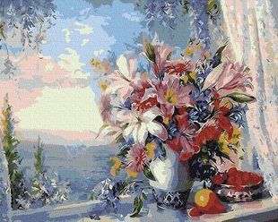 Купити Картина антистрес за номерами. Лілії на вікні  в Україні