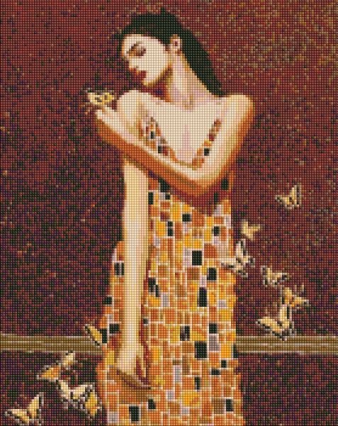 Купити Алмазна мозаїка, набір круглими камінчиками на підрамнику "В обіймах метеликів" 40х50см  в Україні