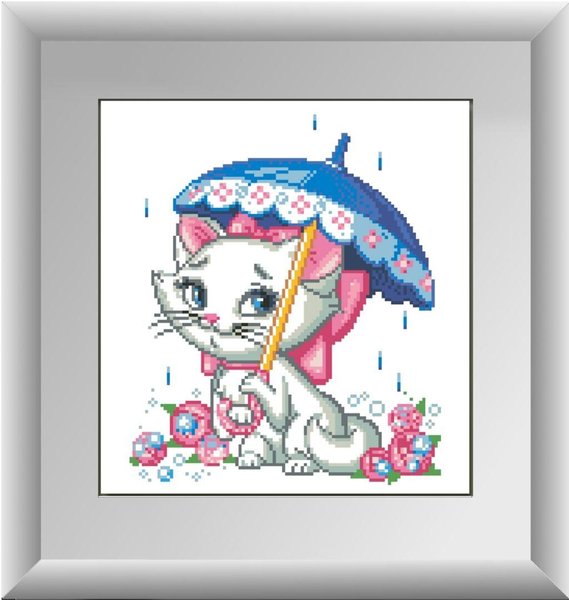 Купити Мозаїка квадратними камінчиками Кішка під парасолькою  в Україні
