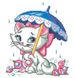 Мозаика квадратными камушками Кошка под зонтиком, Без подрамника, 30 х 32 см